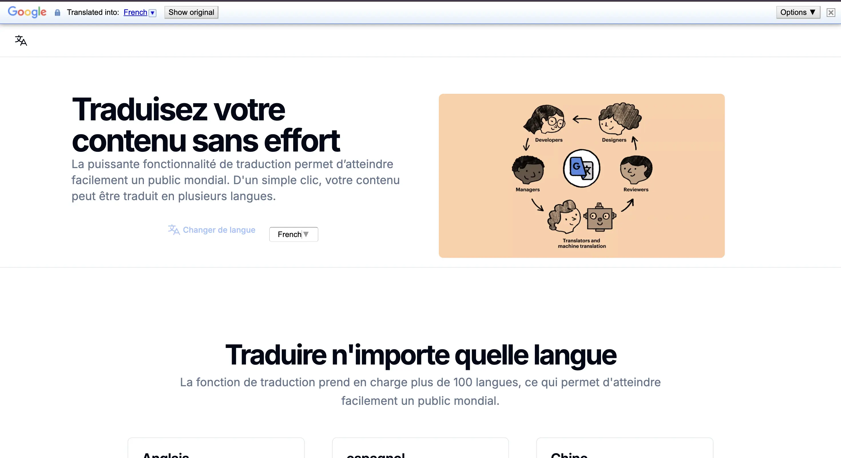 Google Translate Language Switcher