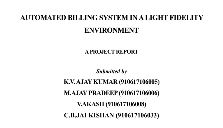 Automated Billing System In a Light Fidelity Environment
